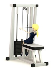 Canvas Print - 3d render of cartoon character with gym machine