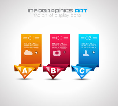 Infographic design template with paper tags.