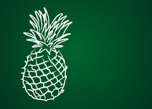 Fruit dessiné sur une ardoise verte : ananas