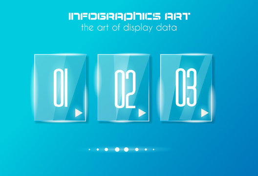 Infographic design template with glass surfaces.