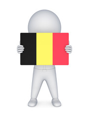 Sticker - 3d small person with flag of Belgia.