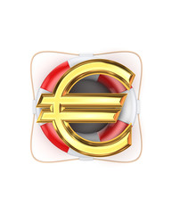 Wall Mural - Sign of euro on lifebuoy.