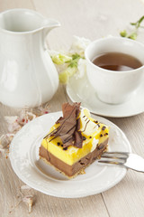 Wall Mural - beautiful pastry, little colorful sweet cakes with tea