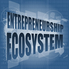 entrepreneurship ecosystem word on business digital touch screen