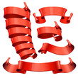red Glossy vector ribbons set