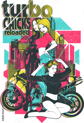 Naklejka - mata magnetyczna na lodówkę Turbo Chicks