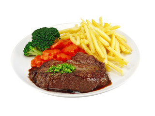 Wall Mural - rindersteak mit pommes frites