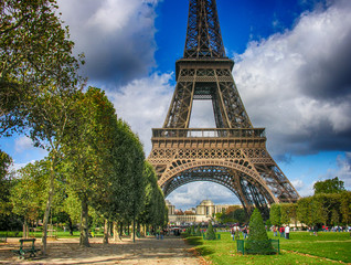 Wall Mural - Paris. Wonderful september colors of Eiffel Tower and Champs de