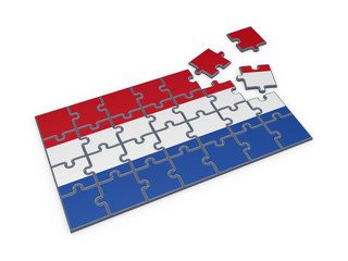 Wall Mural - Dutch flag made of puzzles.