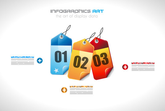 Infographic design template with paper tags.