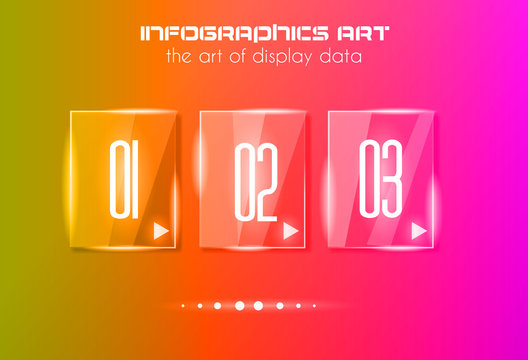 Infographic design template with glass surfaces.