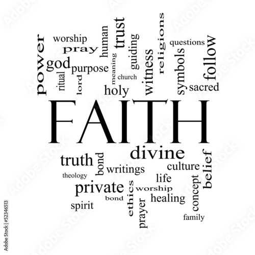 Fotografie, Tablou Faith Word Cloud Concept in black and white