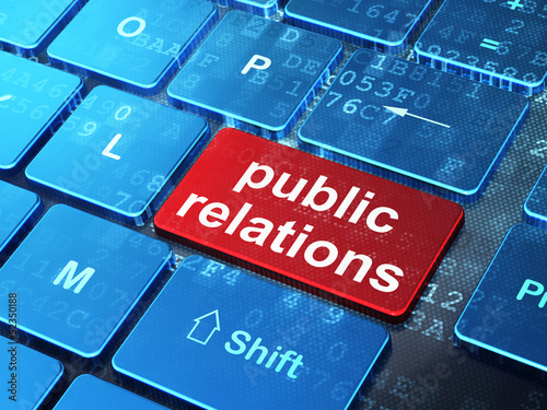 Foto Marketing concept: Public Relations on computer keyboard backgro