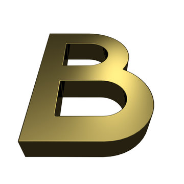 3d rendered golden font - letter B
