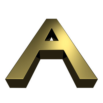 3d rendered golden font - letter A