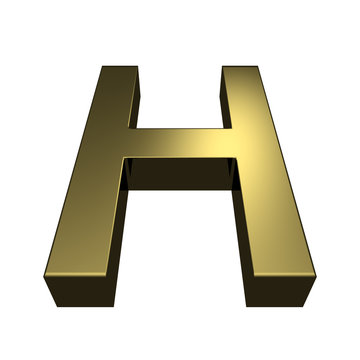 3d rendered golden font - letter H