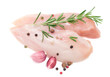Raw chicken breasts with pepper, garlic and rosemary isolated on