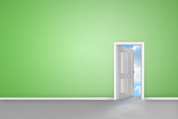 Poster - Doorway opening to reveal blue sky