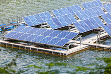 Solar Panels  On The Water.