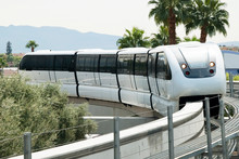 Monorail Arriving To The Station On The Las Vegas Strip