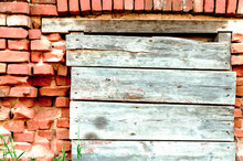 Grey Shutter With Wooden Planks