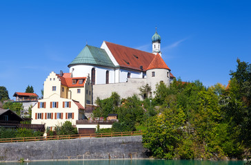 Fototapete - church in Bavarian town Fussen