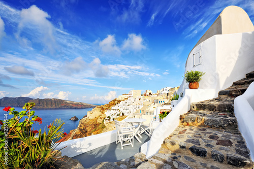 Naklejka na drzwi Terrace and stairs at holiday villa in Oia