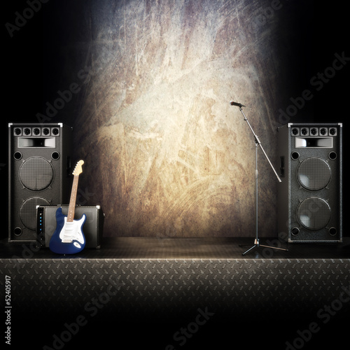 Naklejka dekoracyjna Heavy metal rocker stage themed background
