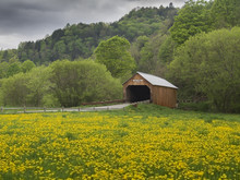 New England Covered Bridge In The State Of Vermont
