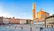 Panoramic view of Piazza del Campo in Siena at sunset, Tuscany