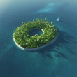 Island Alphabet. Paradise tropical island in form of letter O