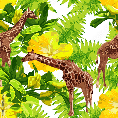 Nowoczesny obraz na płótnie Seamless pattern with giraffes