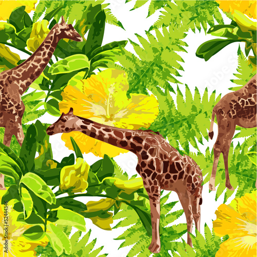 Plakat na zamówienie Seamless pattern with giraffes