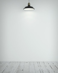 wall with lamp