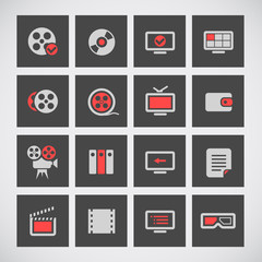 Aufkleber - Cinema web silhouettes on grey buttons