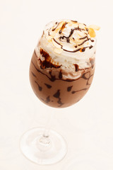 Poster - cold fresh ice coffee with chocolate close up