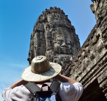 Man In Bayon Temple Cambodia