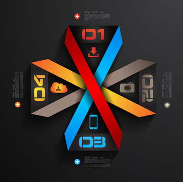 Infographic design template with paper tags.
