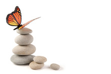 Balanced Stones With Butterfly