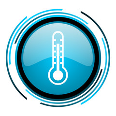 Poster - thermometer blue circle glossy icon