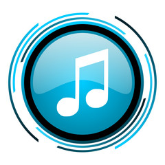 Aufkleber - music blue circle glossy icon