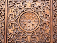 Detail Of Old Engraved Wooden