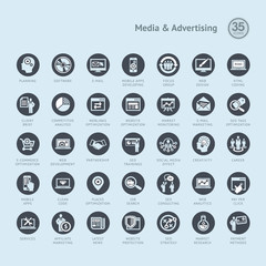 Set of business icons for media and advertising