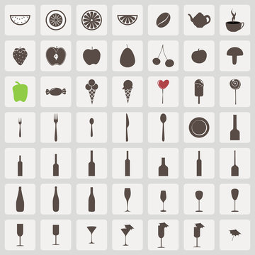 Set of vintage food and drink icons
