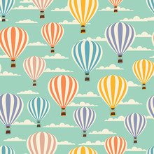 Retro Seamless Travel Pattern Of Balloons.