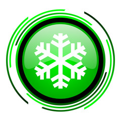 Poster - snowflake green circle glossy icon