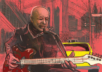 Poster - guitar player (hand drawing converted into vector)