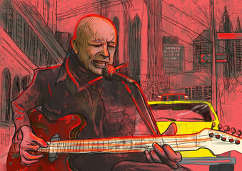 Poster - guitar player (full sized hand drawing - original)