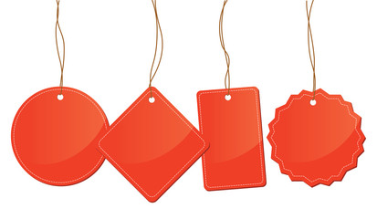 a set of red tags shapes