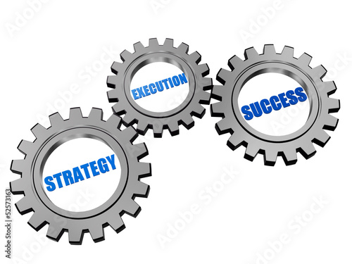 Fotografía strategy, execution, success in silver grey gears